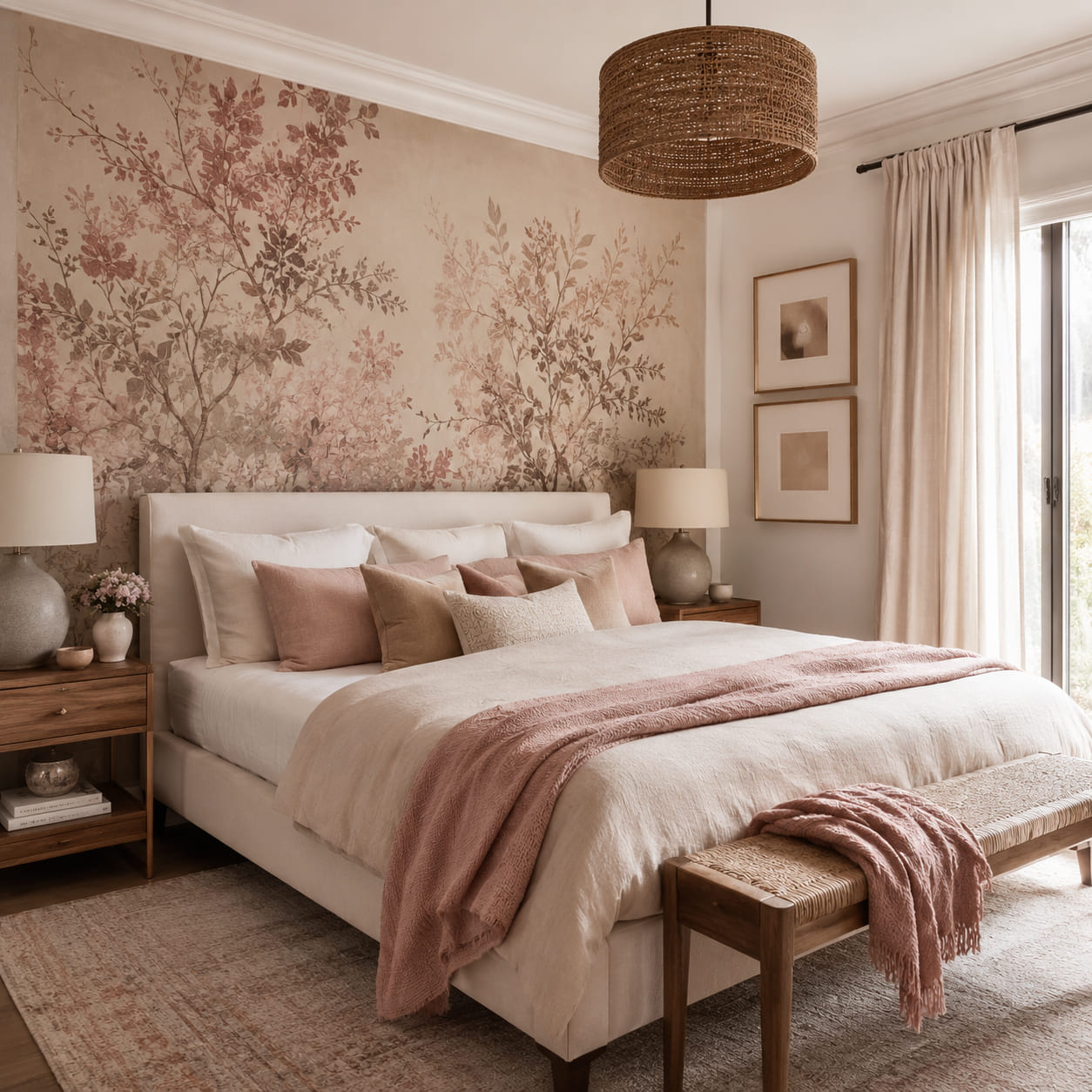 Decoración mural en dormitorio